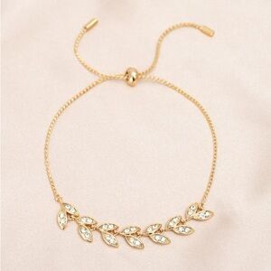 NEW 14K Gold Plated Diamond Olive Branch Bracelet